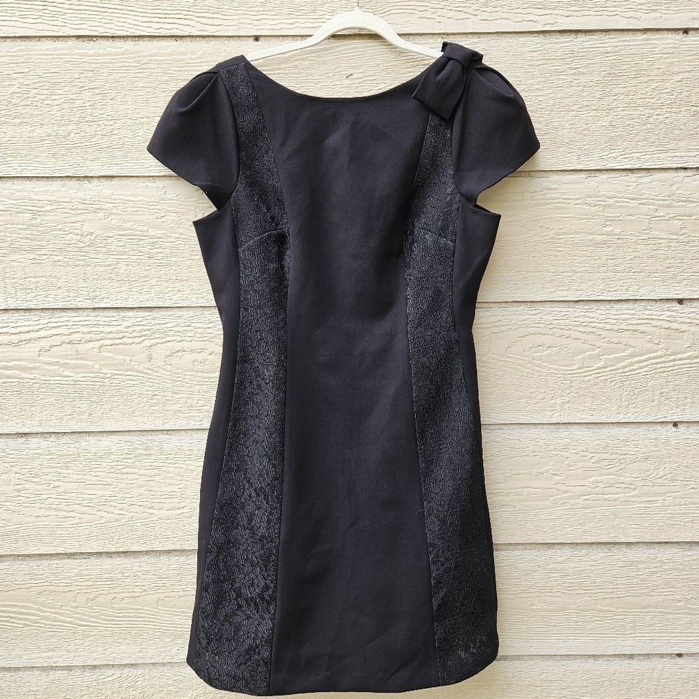 rickie freeman Teri Jon black cocktail dress with bow detail sz 14 ALTERED